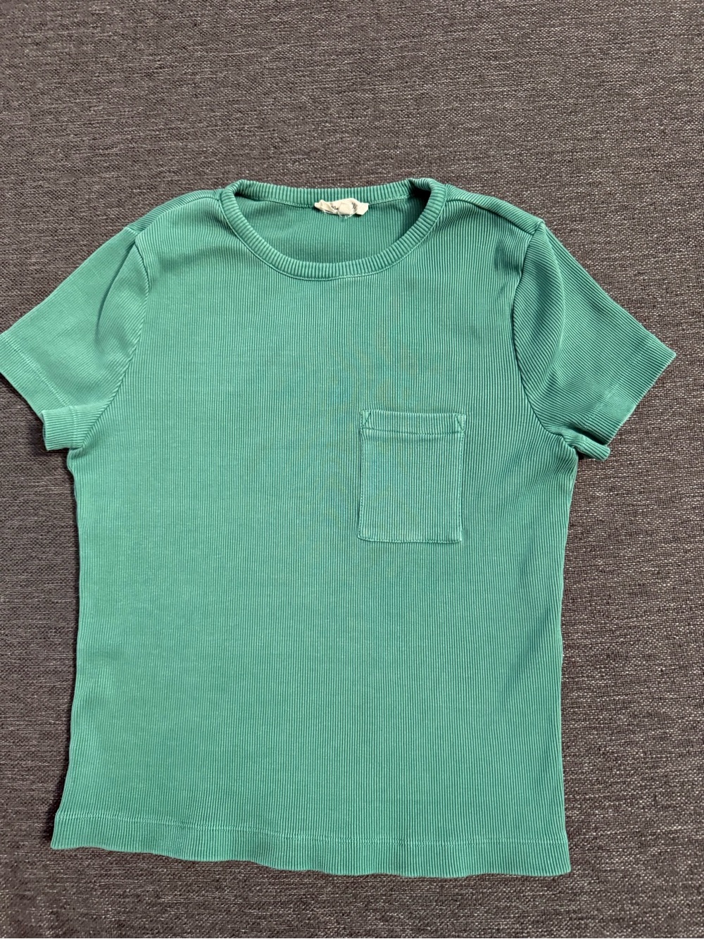Madewell Short Sleeve Ribbed Pocket Tee - kelly Greensize XL faded look
